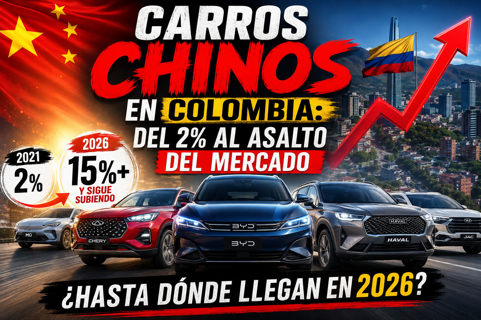 Carros chinos en Colombia: del 2% al asalto del mercado, ¿hasta dónde llegan en 2026?